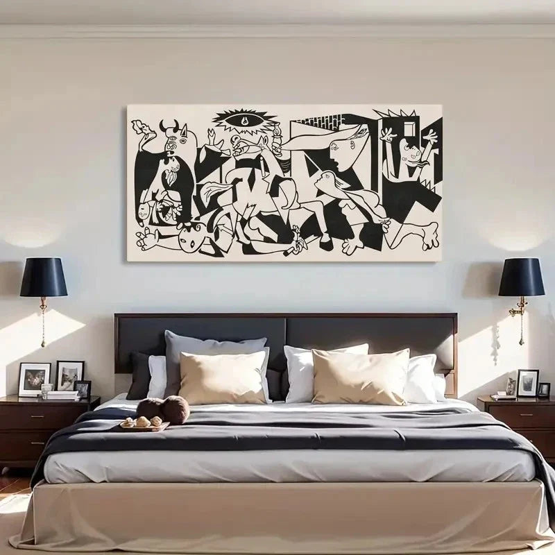 Abstract Black And White Sketch Wall Art Canvas Office Home Room Framed 120x60cm