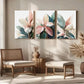 3pcs Colorful Floral & Foliage Vibrant Tropical Metal Print Ready to Hang Art