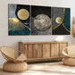 3pcs Abstract Art Tree Rings Modern Golden Blue Wall Art Set Canvas Framed 40x60cm - High Quality Print 100% Australian Made Wall Canvas Ready to Hang