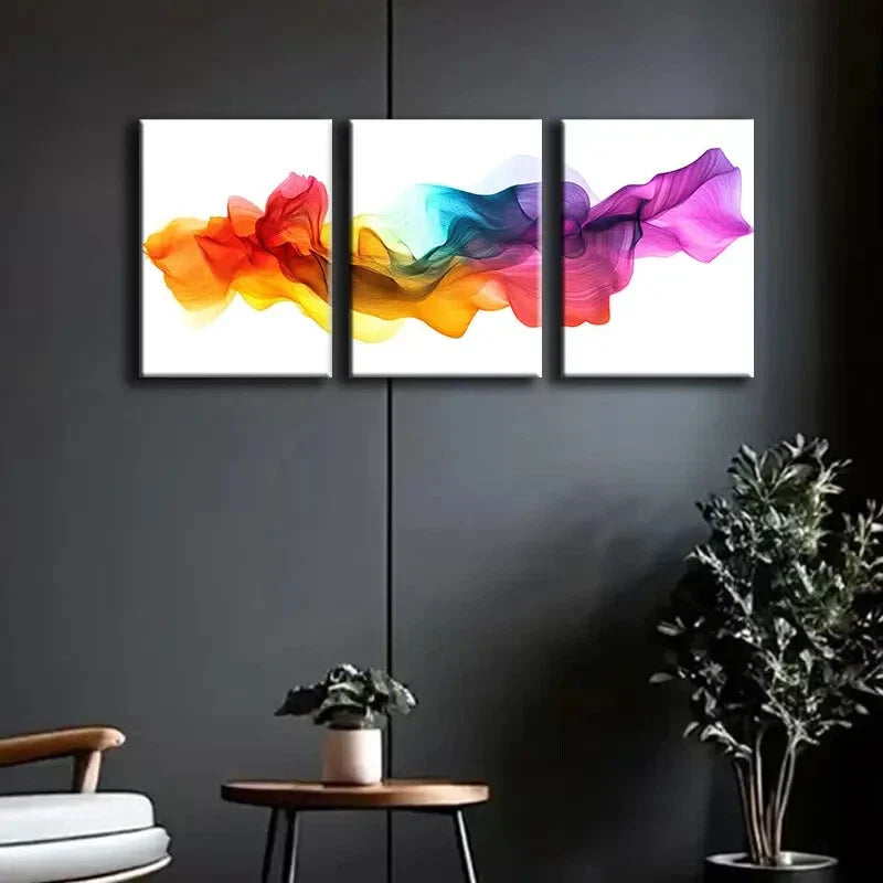 3pcs Rainbow Northern Lights Colorful Perfect Wall Art Set Canvas Framed 40x60cm - High Quality Print 100% Australian Made Wall Canvas Ready to Hang