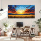 Vibrant Sunset Landscape Fields Wall Art Canvas Office Home Room Framed 120x60cm