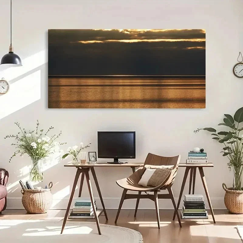 Tranquil Beach Scenery Wall Art Canvas Office Home Room Framed 80x45cm