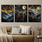 3pcs Abstract Starry Black and Golden Sky Wall Art Set Canvas Framed 40x60cm - High Quality Print 100% Australian Made Wall Canvas Ready to Hang