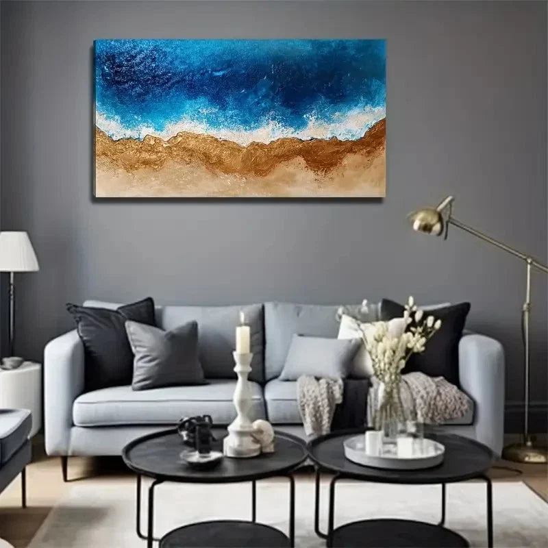 Ocean Wave Beach Perfect Wall Art Canvas Office Home Room Framed 80x45cm