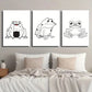 3pcs Simple Japanese Murals Japanese Frogs Wall Art Set Canvas Framed 40x60cm - High Quality Print 100% Australian Made Wall Canvas Ready to Hang