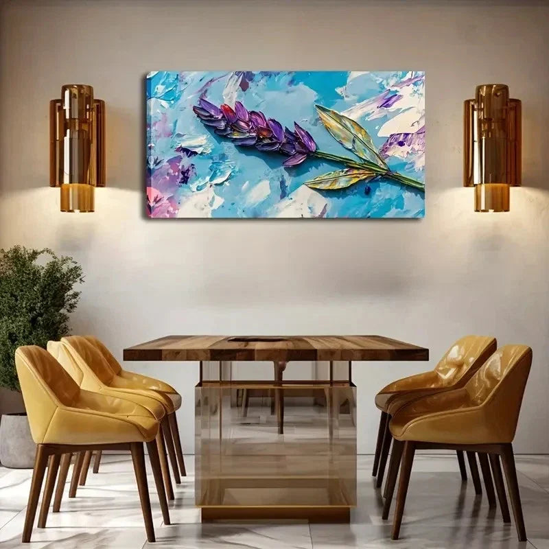 Watercolour Style Lavender Wall Art Canvas Office Home Room Framed 120x60cm