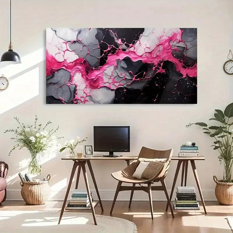 Abstract Geometric Splatter Wall Art Canvas Office Home Room Framed 120x60cm