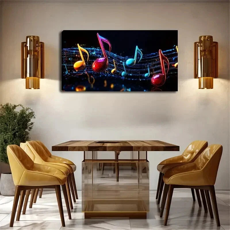 Modern Abstract Music Notes Wall Art Canvas Office Home Room Framed 80x45cm