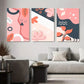 3pcs Pink Orange Modern Geometric Shapes Metal Print Ready to Hang Art