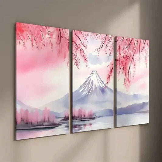 3pcs Mount Fuji & Cherry Blossom Wall Art Set Canvas Framed 40x60cm - High Quality Print 100% Australian Made Wall Canvas Ready to Hang