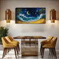 Moonlit Beach Scene With Waves Wall Art Canvas Office Home Room Framed 120x60cm