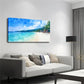 Lush Greenery Sandy Shoreline Wall Art Canvas Office Home Room Framed 80x45cm