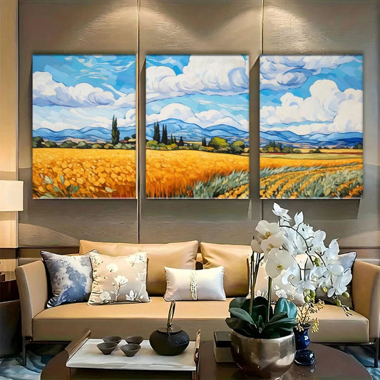 3pcs Rural Landscape Decoration Nature Metal Print Ready to Hang Art