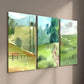 3pcs Meadow with Lush Green Grass & Wildflowers Wall Art Set Canvas Framed 40x60cm - High Quality Print 100% Australian Made Wall Canvas Ready to Hang