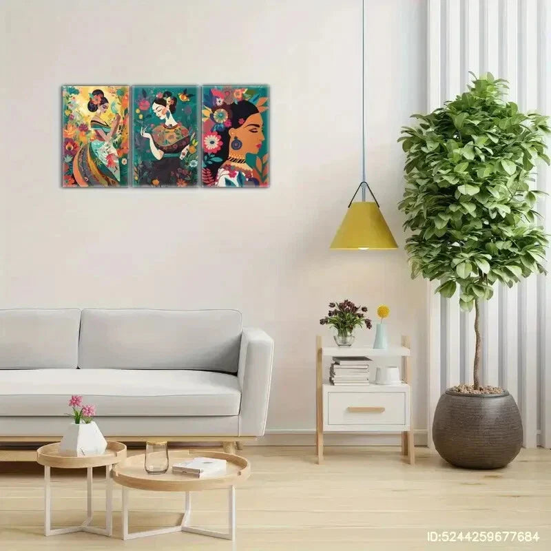 3pcs Artistic Display Latino Art Prints Murals Metal Print Ready to Hang Art