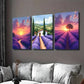 3pcs Beautiful Lavender Field Sunset House Wall Art Set Canvas Framed 40x60cm - High Quality Print 100% Australian Made Wall Canvas Ready to Hang