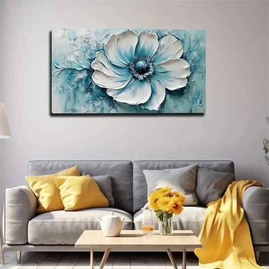 Thick Brushstroke Flower Wall Art canvas office home room framed 120x60cm