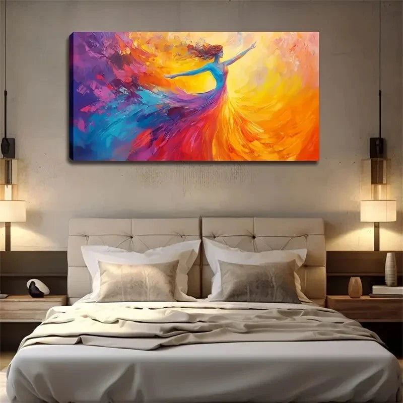Vibrant Psychedelic Dancer Wall Art Canvas Office Home Room Framed 120x60cm