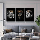 3pcs  Crowned Lion and Tiger Decorative Pattern Wall Art Set Canvas Framed 40x60cm - High Quality Print 100% Australian Made Wall Canvas Ready to Hang