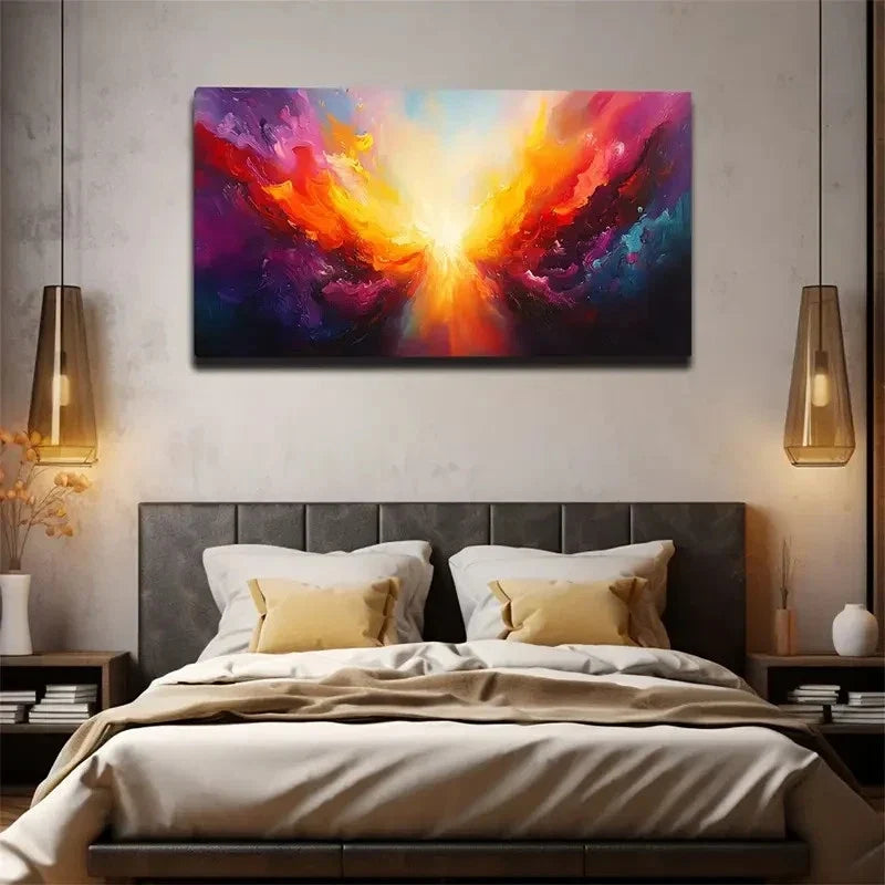 Color Clashes And Fluidity Wall Art Canvas Office Home Room Framed 120x60cm