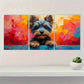 3pcs Yorkshire Terrier Dog Portrait Metal Print Ready to Hang Art