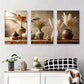 3pcs Vintage Vase and Pampas Grass Metal Print Ready to Hang Art