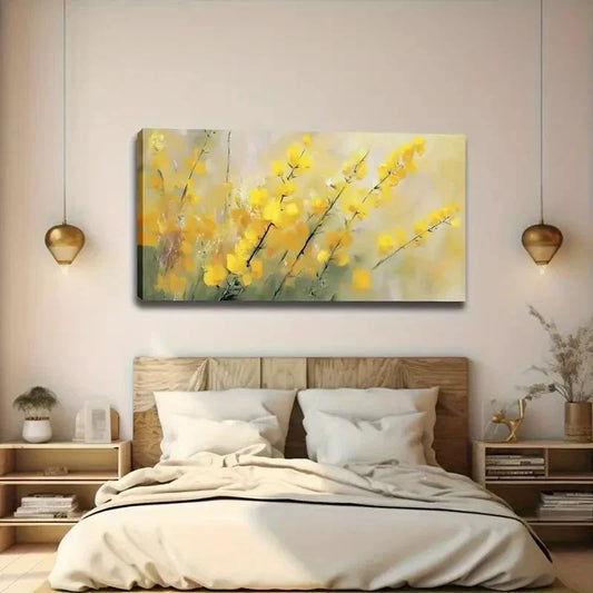 Abstract Yellow Flower Modern Wall Art Canvas Office Home Room Framed 120x60cm