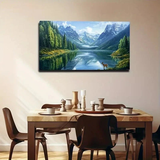 Majestic Mountain Lake Wall Art Canvas Office Home Room Framed 120x60cm
