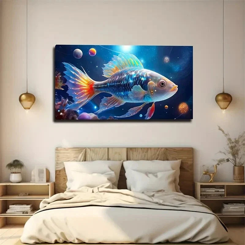 Magic Fish Suitable Suitable Wall Art Canvas Office Home Room Framed 120x60cm