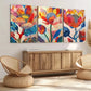 3pcs Colorful Blooming Flowers Botanical Red Wall Art Set Canvas Framed 40x60cm - High Quality Print 100% Australian Made Wall Canvas Ready to Hang