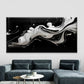 Abstract Black and White Fluid Wall Art Canvas Office Home Room Framed 120x60cm