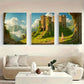 3pcs A Young Woman in White Dress Stands Metal Print Ready to Hang Art