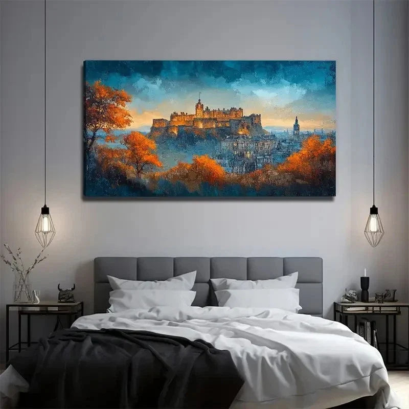Castle Landscape Modern Wall Art Canvas Office Home Room Framed 120x60cm
