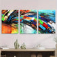 3pcs Vibrant Bold Colors, Geometric Shapes Metal Print Ready to Hang Art