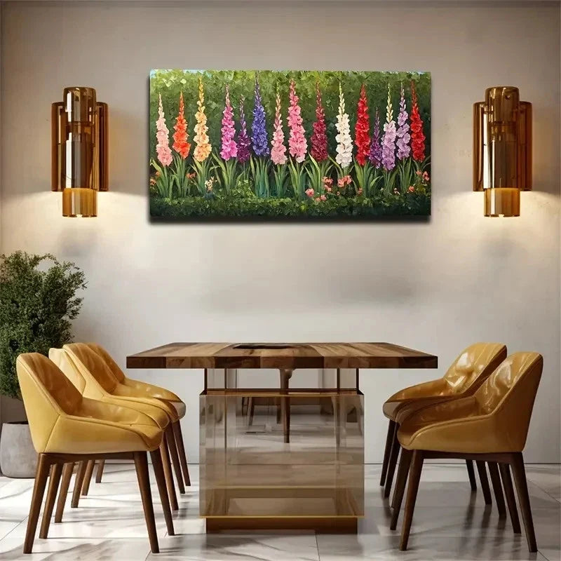 Vibrant Gladiolus Floral Wall Art Canvas Office Home Room Framed 120x60cm