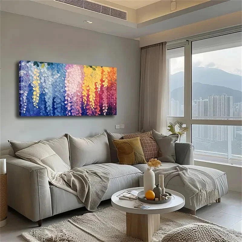 Minimalist Wisteria Flowers Wall Art Canvas Office Home Room Framed 120x60cm