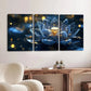 3pcs Vibrant Lotus Flower Stunning Blue & Gold Wall Art Set Canvas Framed 40x60cm - High Quality Print 100% Australian Made Wall Canvas Ready to Hang