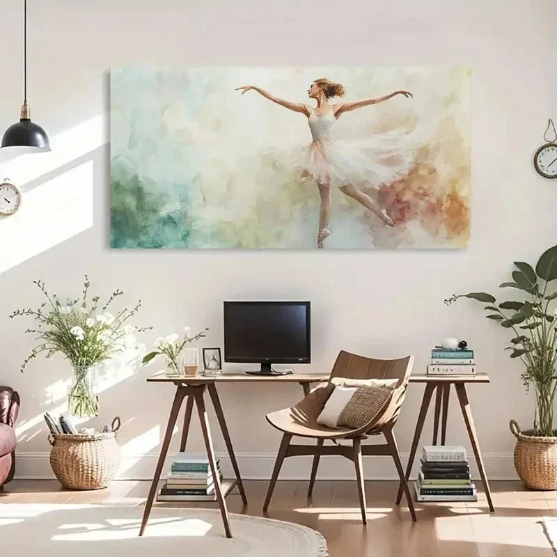 Ballerina Tutu Dance Graceful Wall Art Canvas Office Home Room Framed 120x60cm