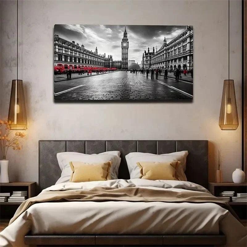 Road Urban Landscape Wall Art Canvas Office Home Room Framed 80x45cm