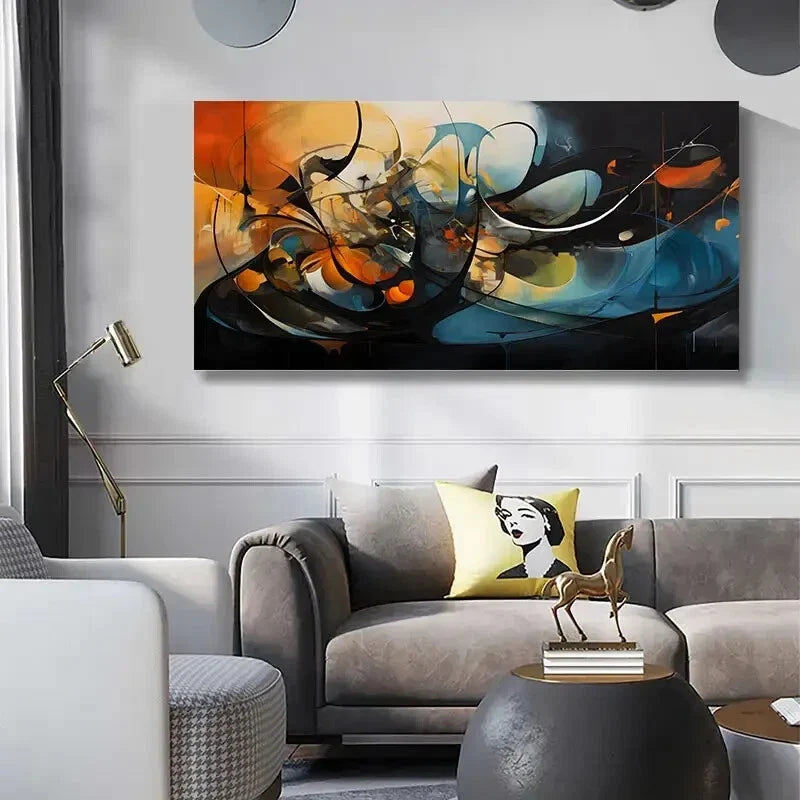 Classic Abstract Geometric Wall Art wall canvas office home room framed 120x60cm