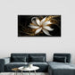 White Flowers Golden Lines Wall Art Canvas Office Home Room Framed 120x60cm