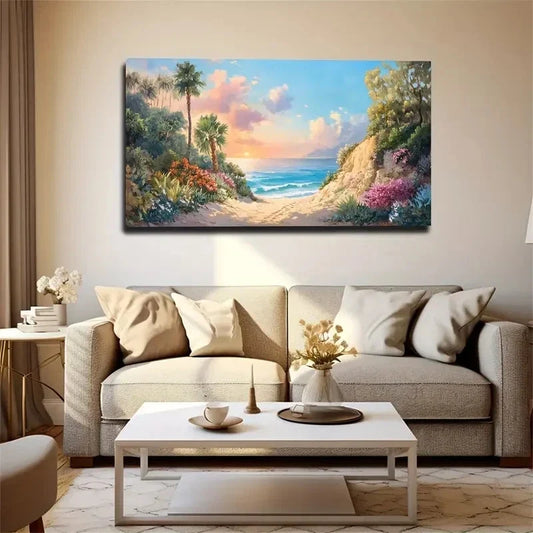 Leisurely Seaside View Interior Wall Art Canvas Office Home Room Framed 120x60cm