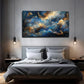 Golden & White Flowing Lines Wall Art Canvas Office Home Room Framed 80x45cm