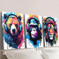 3pcs Lion Wolf Chimpanzee with Headphones Wall Art Set Canvas Framed 40x60cm - High Quality Print 100% Australian Made Wall Canvas Ready to Hang