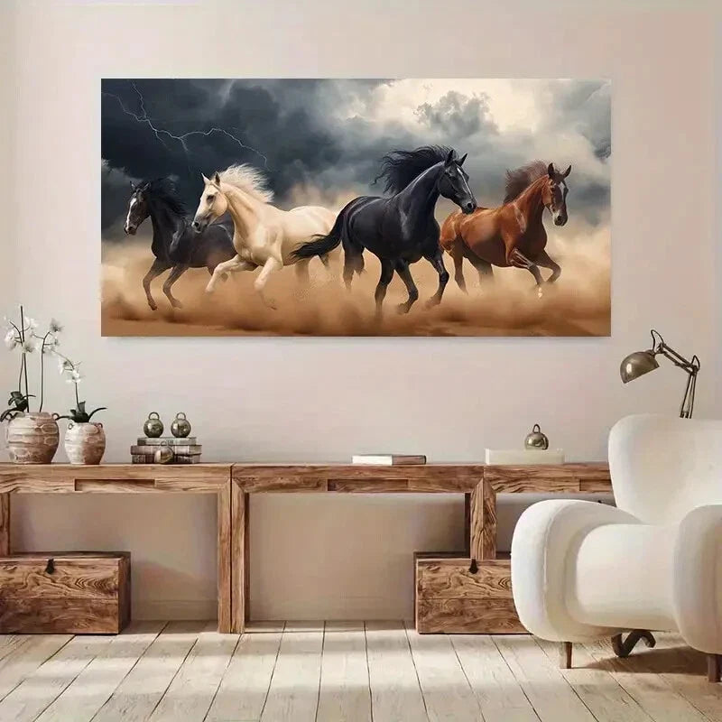 Majestic Horses wall canvas office home room framed 120x60cm