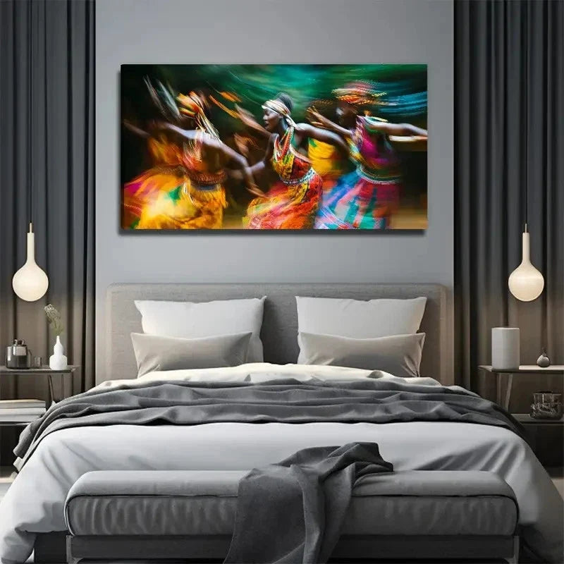 Dynamic Movement & Vibrant Colo Wall Art Canvas Office Home Room Framed 80x45cm