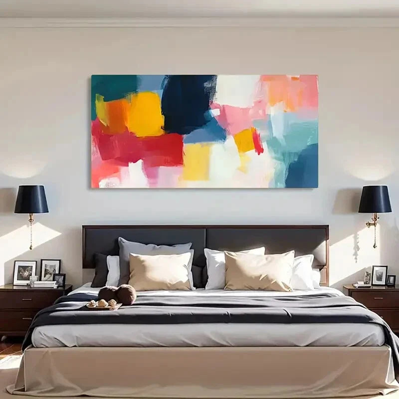 Vibrant Abstract Contemporary Wall Art Canvas Office Home Room Framed 80x45cm