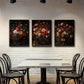 3pcs Elegant Wooden Flower Vases with Roses Metal Print Ready to Hang Art