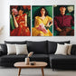 3pcs Young Couple with Flowers Vibrant Perfect Wall Art Set Canvas Framed 40x60cm - High Quality Print 100% Australian Made Wall Canvas Ready to Hang