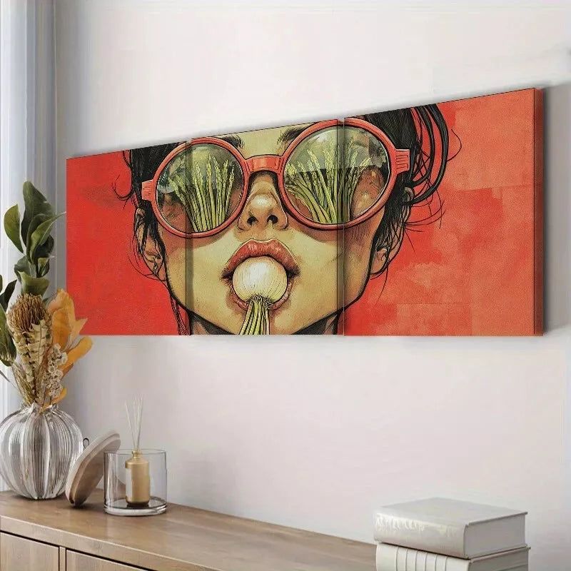 3pcs She Had An Onion In Her mouth Wall Art Set Canvas Framed 40x60cm - High Quality Print 100% Australian Made Wall Canvas Ready to Hang